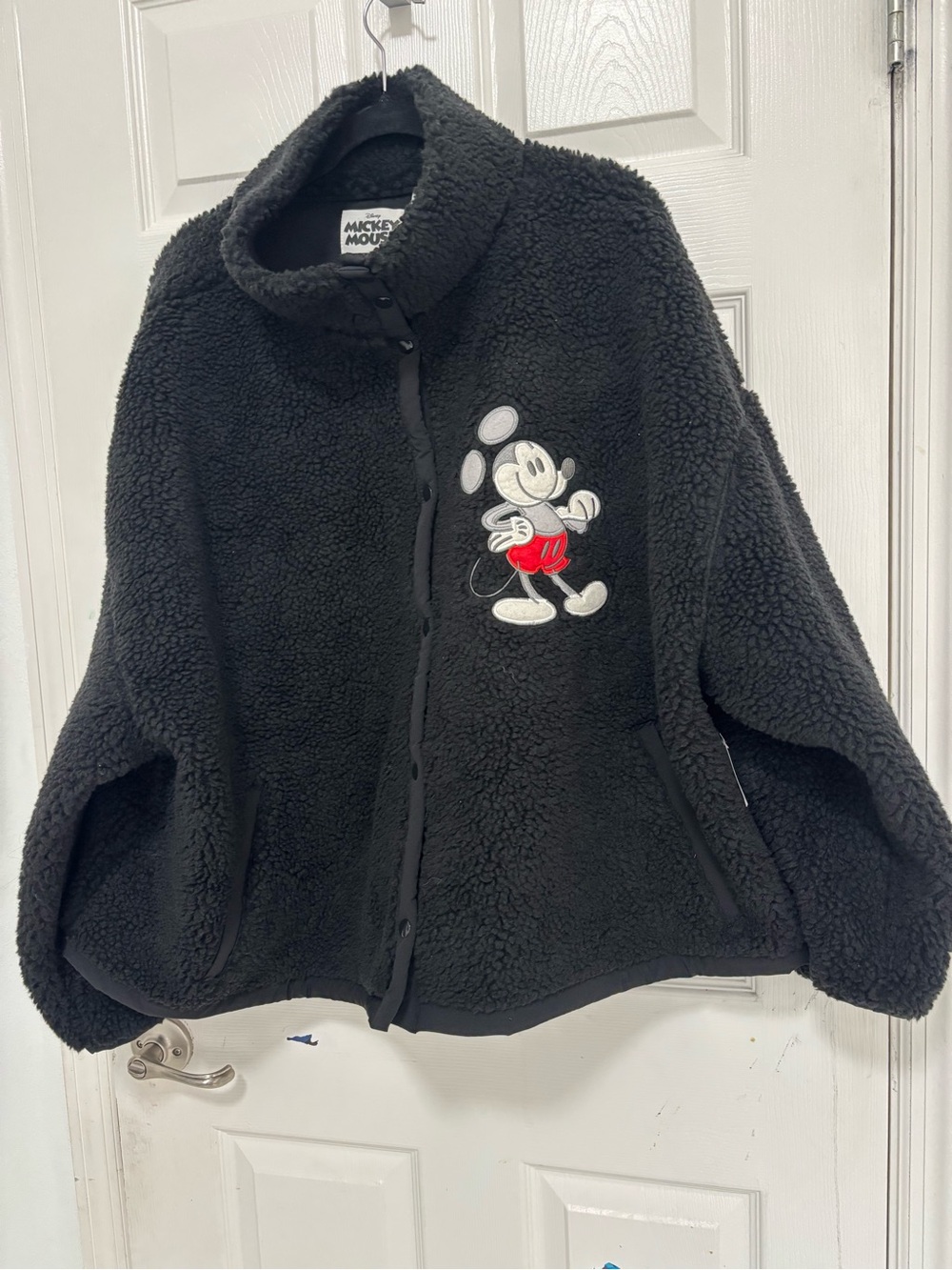 Disney Mickey Mouse Black Sherpa Teddy Fleece Jacket Women’s 3X Oversized Cozy